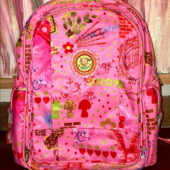 Kids hot pink I love carrots Oilily backpack - Picture 1 of 8